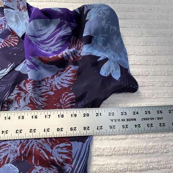 Vintage Vogue Alley Button Down Top Skirt Set Size 4 Purple Pure Silk Printed - Picture 5 of 13